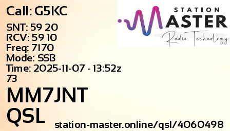 QSL Card for MM7JNT QSO with G5KC