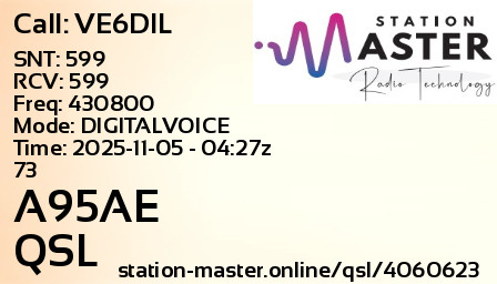 QSL Card for A95AE QSO with VE6DIL