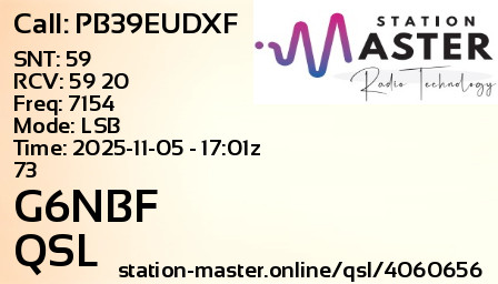 QSL Card for G6NBF QSO with PB39EUDXF