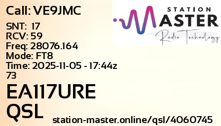 QSL Card for EA117URE QSO with VE9JMC