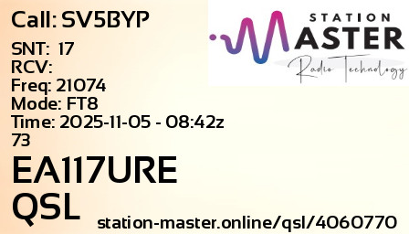 QSL Card for EA117URE QSO with SV5BYP
