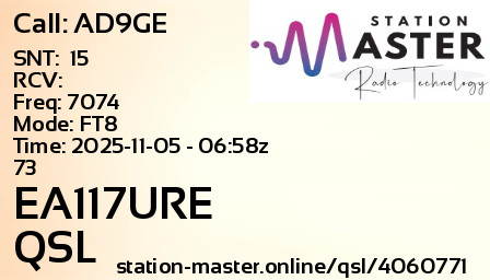 QSL Card for EA117URE QSO with AD9GE