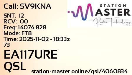 QSL Card for EA117URE QSO with SV9KNA