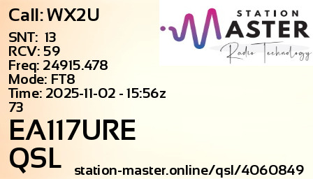 QSL Card for EA117URE QSO with WX2U