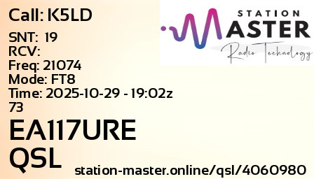 QSL Card for EA117URE QSO with K5LD