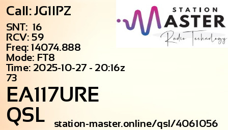 QSL Card for EA117URE QSO with JG1IPZ