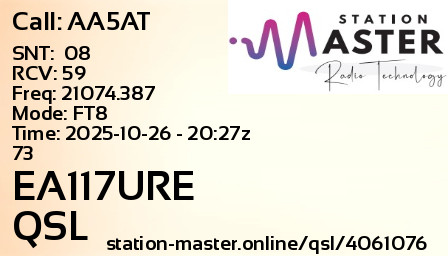QSL Card for EA117URE QSO with AA5AT
