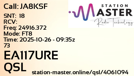 QSL Card for EA117URE QSO with JA8KSF