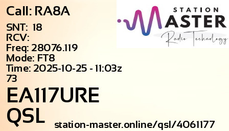 QSL Card for EA117URE QSO with RA8A