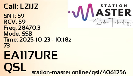 QSL Card for EA117URE QSO with LZ1JZ