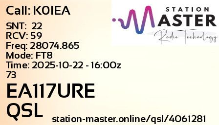 QSL Card for EA117URE QSO with K0IEA