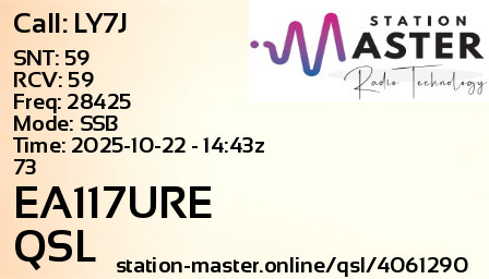 QSL Card for EA117URE QSO with LY7J