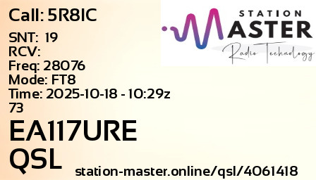 QSL Card for EA117URE QSO with 5R8IC