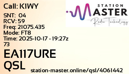 QSL Card for EA117URE QSO with K1WY