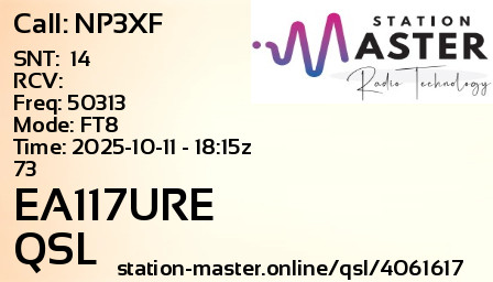 QSL Card for EA117URE QSO with NP3XF