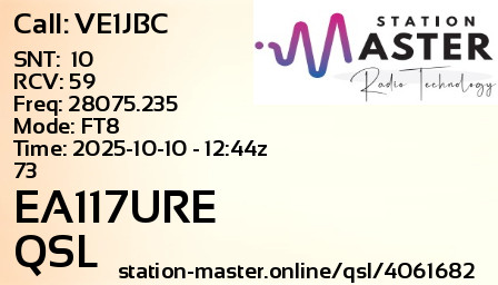 QSL Card for EA117URE QSO with VE1JBC