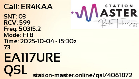 QSL Card for EA117URE QSO with ER4KAA
