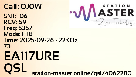 QSL Card for EA117URE QSO with OJ0W