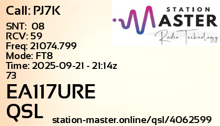 QSL Card for EA117URE QSO with PJ7K