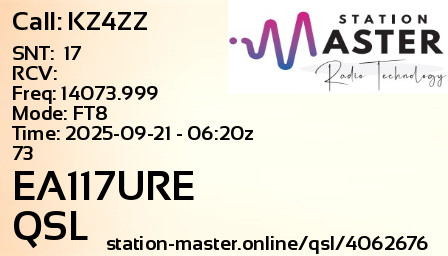 QSL Card for EA117URE QSO with KZ4ZZ
