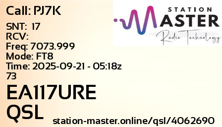 QSL Card for EA117URE QSO with PJ7K