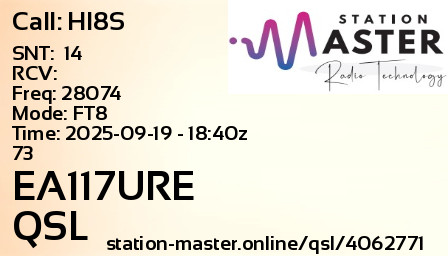 QSL Card for EA117URE QSO with HI8S