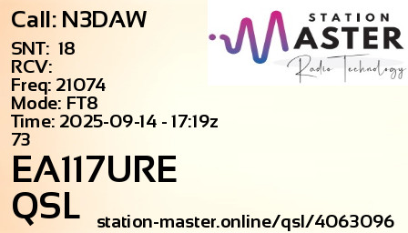 QSL Card for EA117URE QSO with N3DAW