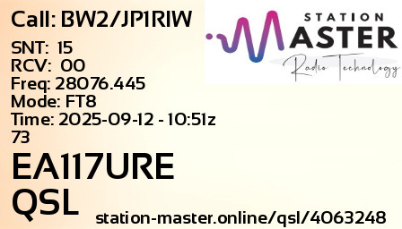 QSL Card for EA117URE QSO with BW2/JP1RIW