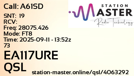 QSL Card for EA117URE QSO with A61SD