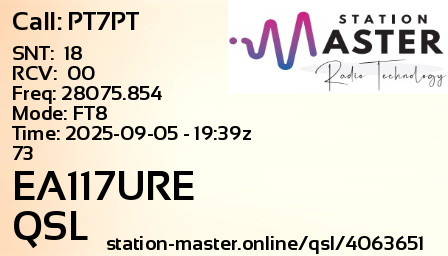 QSL Card for EA117URE QSO with PT7PT