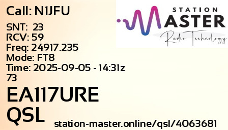 QSL Card for EA117URE QSO with N1JFU