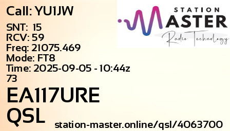 QSL Card for EA117URE QSO with YU1JW