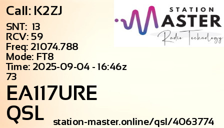 QSL Card for EA117URE QSO with K2ZJ