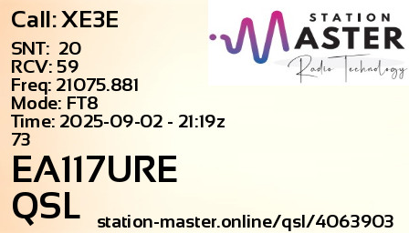 QSL Card for EA117URE QSO with XE3E