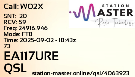 QSL Card for EA117URE QSO with WO2X