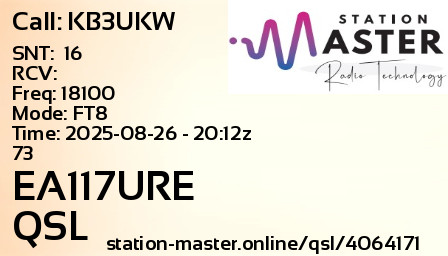 QSL Card for EA117URE QSO with KB3UKW