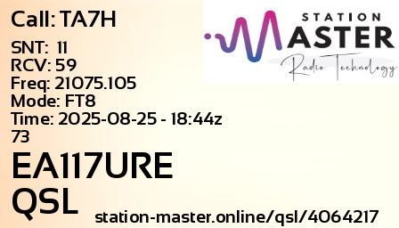 QSL Card for EA117URE QSO with TA7H