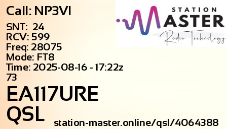 QSL Card for EA117URE QSO with NP3VI
