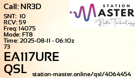 QSL Card for EA117URE QSO with NR3D