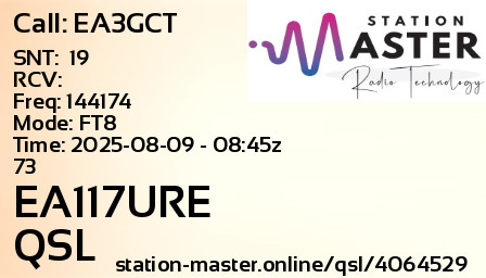 QSL Card for EA117URE QSO with EA3GCT