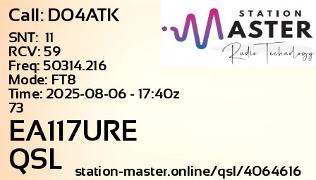 QSL Card for EA117URE QSO with DO4ATK