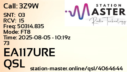 QSL Card for EA117URE QSO with 3Z9W