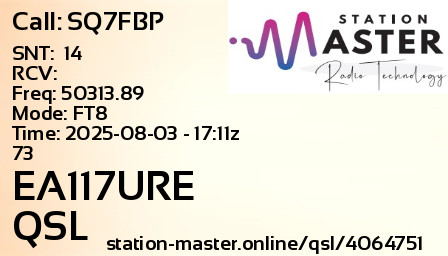 QSL Card for EA117URE QSO with SQ7FBP