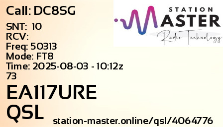 QSL Card for EA117URE QSO with DC8SG