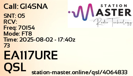 QSL Card for EA117URE QSO with GI4SNA