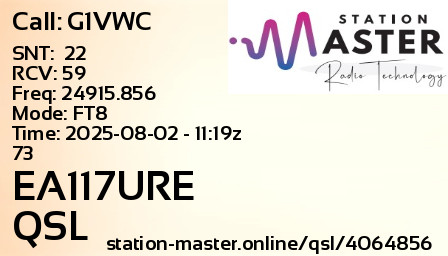 QSL Card for EA117URE QSO with G1VWC