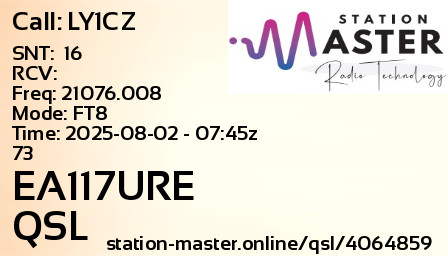 QSL Card for EA117URE QSO with LY1CZ