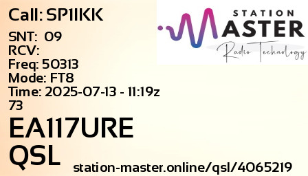 QSL Card for EA117URE QSO with SP1IKK