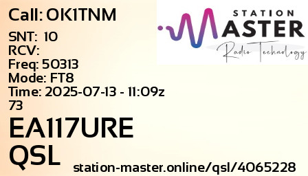 QSL Card for EA117URE QSO with OK1TNM