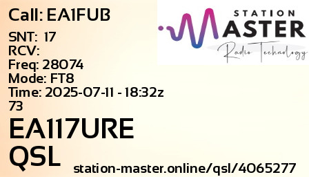 QSL Card for EA117URE QSO with EA1FUB
